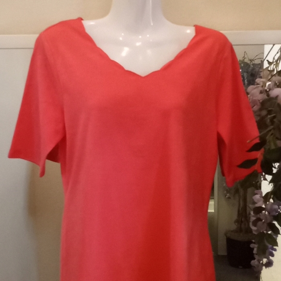 Lemon Way Coral Scalloped Neck Knit Top - Picture 2 of 13